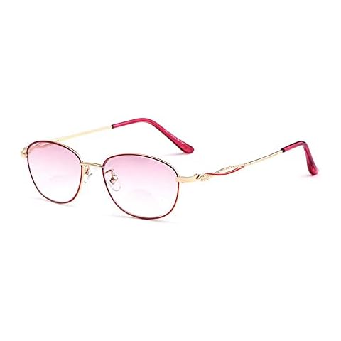 Womens Bifocal Reading Glasses, Gradient Pink Lenses, Metal Readers for Women 1.50 Cover
