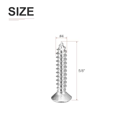 Image of DTGN 200Pcs #4x5 /8 Flat Head Wood Screws, 304 Stainless Steel Phillips Self Tapping Screws - Good for Woodworking, Furniture - Silver
