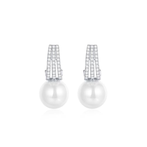 Retro 14K Gold Moissanite Pearl Earrings, Elegant Pearl Drop Jewelry for Her, Great for Cocktail Parties and Valentines Day