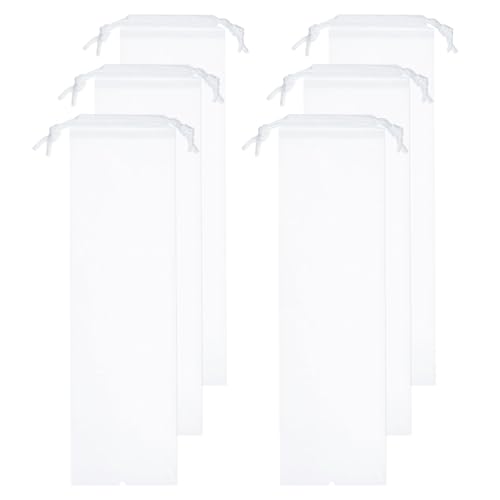 QUARKZMAN 6Pcs Sacs pour Parapluies 18,5 x 4,7 Housse de Protection pour Parapluie Mouillé Réutilisable en Peva Translucide Pliable avec Cordon de Serrage, Blanc