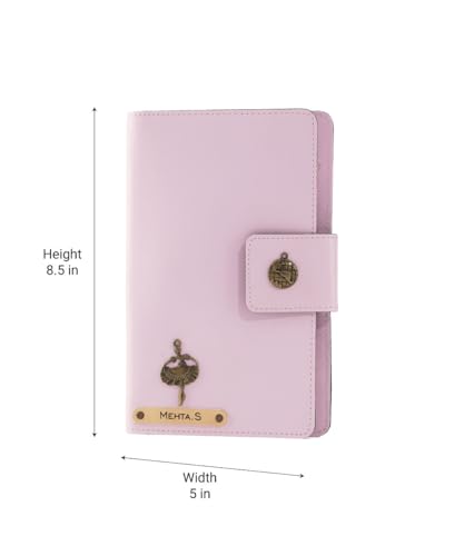 Image of AICA Personalized Name & Charm Leather Family Passport Cover for 4 with (Purple) Passport Wallet Boarding Pass Currency Card Slot & Coin Holder for Men & Women | Family Passport Cover