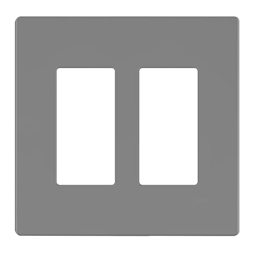 Image of LIDER Decorator Switch Cover, Screwless Wall Plate, Mid-Size 2-Gang 4.88 inch x 4.92 inch, LSWP-32M-GY, UL Listed, Thermoplastic, Matte Gray, 1-Pack