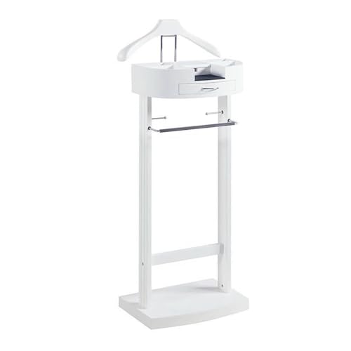 Percha multifuncional silenciosa con zapatero y caja de almacenamiento, elegante soporte blanco para hombre, fácil montaje, para pantalones, ahorra espacio para armario