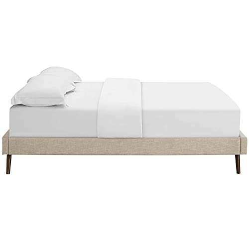 Modway Loryn Upholstered Full Platform Bed Frame With Wood Slat Support In Beige #TOP3