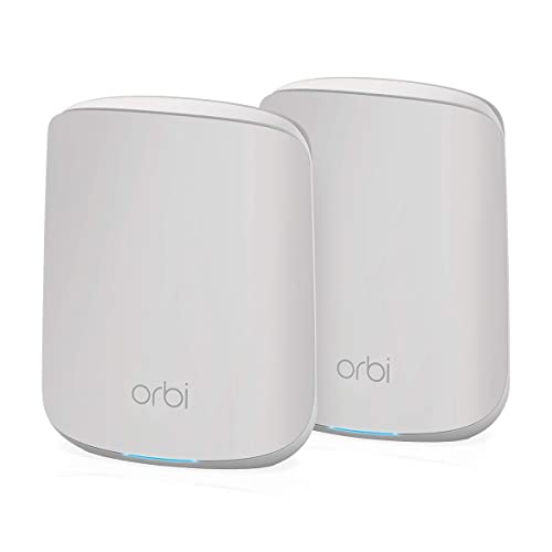Image of Netgear Orbi Whole Home Dual Band Mesh WiFi 6 System (RBK352) - Router with 1 Satellite Extender | Coverage up to 3,000 sq. ft. and 30+ Devices | AX1800 WiFi 6 (Up to 1.8Gbps), White, Medium (RBK352-100EUS)