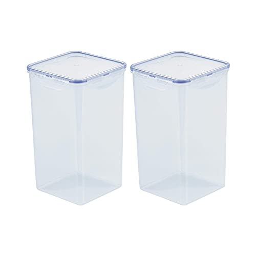 Image of LocknLock Classics Square Plastic Airtight Food Storage Containers with Leak Proof Lid, 4 Liter, Set of 2, Transparent (HPL822R x 2)