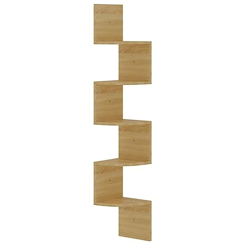 Estante esquinero de pared de roble Sonoma para decorar salones y dormitorios actuales 4