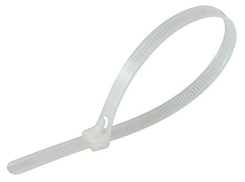 Lot de 100 colliers de serrage blancs/naturels réutilisables – Colliers de serrage de 300 mm x 7,6 mm premium – Haute qualité en nylon solide par Gocableties