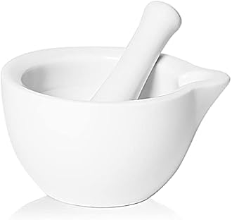 Porcelain Mortar and Pestle, Ceramic Herb Grinder Pill Crusher Set (4.2-inch)