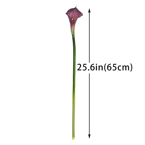 5 Pcs Large Artificial Calla Lily Flowers 25.6'' Long Stem Real Touch Latex Bouquet for Wedding Bridal Bouquet Room Office Party Home Decor Floral Arrangements(Purple 5pcs) - Image 3