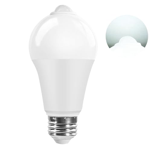 Pispoer LED電球、光センサーと人体センサー付き、E26口金、ハロゲン電球80 Wに相当し、色温度6000K、1個装