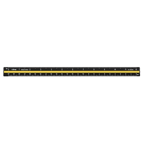 ALVIN - 98/ENG - Black Series, Triangular Engineer Scale, Made of Aluminum, Multipurpose Drafting Ruler for Drawing, Planning, and Design - 12 Inches