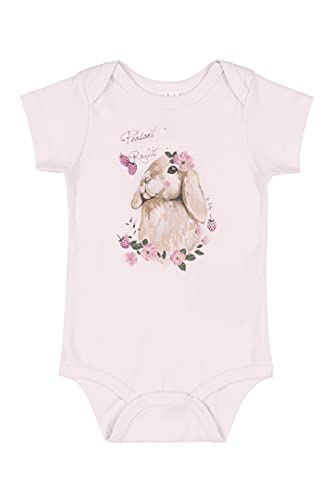Conjunto Bebê Menina Algodão Body Manga Curta Calça Faixa de Cabelo 03 Peças Roupas de Bebe Coelha R