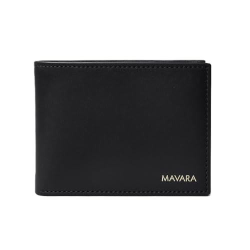 MAVARA Mens Wallet – Slim Minimalist Wallet for Men – 100% Genuine Leather Bifold Mens Wallets Leather with Removable ID Holder – Thin Card Holder Wallet for Cash & Credit Cards