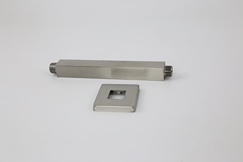 Weirun Bathroom 1/2" Npt All Brass 8-Inch Square Straight Shower Arm For Fixed Shower Head With Flange Ceiling Mount ,Brushed Nickel #TOP3