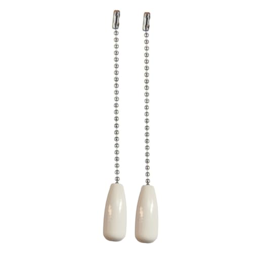 Image of Ceiling Fan Pull Chain Extender, 4pcs Wooden White Decorative Pendant Extension Chains, 12 Inches Lighting & Fan Beaded Ball Fan Cord Extender Ornament with Connector