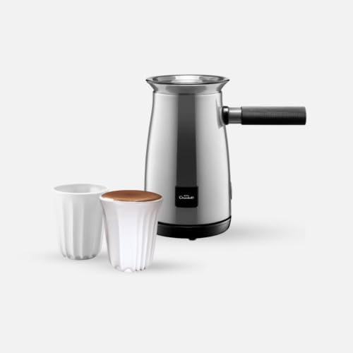Image of Hotel Chocolat Hot Chocolate Maker - Classic Velvetiser, Barista Grade Drinking Chocolate Maker, 2 Ceramic Cups - Platinum Edition