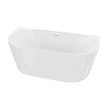 LAVITA Bañera de pared independiente Caldera 1600 acrílico 160 x 75 x 58 cm...