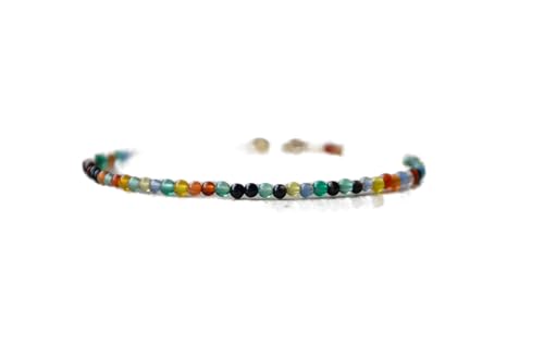 Bracelet unisexe agate naturelle multicolore 7 pouces, id&eacute;e cadeau id&eacute;ale