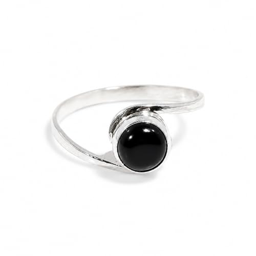 Bague onyx noir 6mm en argent 925 : une chevalière ronde minimaliste de qualité joaillière