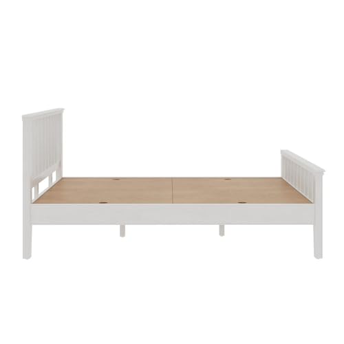 Image of Wakefit Bed | Queen (78 X 60) Solid Wood Bed Without Storage, 3 Year Warranty | - Kairavi - White Matt