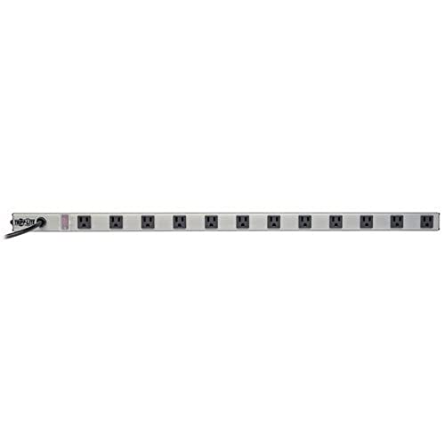 Tripp Lite PS3612RA regleta de alimentación con 12 tomas de ángulo recto, 3 pies de largo, cable de extensión de 15 pies, montaje en pared, metal pesado industrial miniatura 1