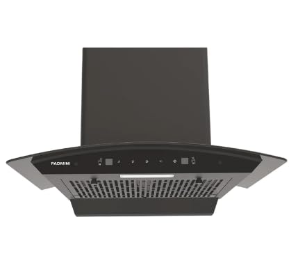PADMINI Racer 60 Electric Chimney For Modular Kitchen with Suction power 1350 M3/H with Thermal Auto Clean | Touch Button | Power 130 W | Size 600 mm | Lamp : 2 x 1.5 W| Black Finish | 1 Year Warranty
