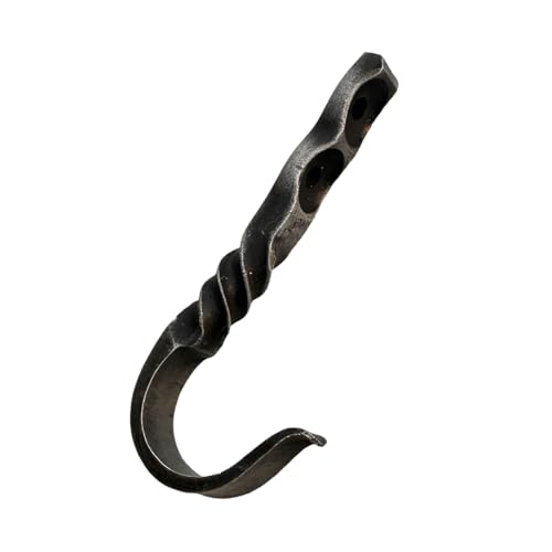 Living Ideas LIAMZ048 Hand Forged Twisted Wall Hook Set Of 2 Pcs Wrought Iron Handmade Rustic Hook thumb #1