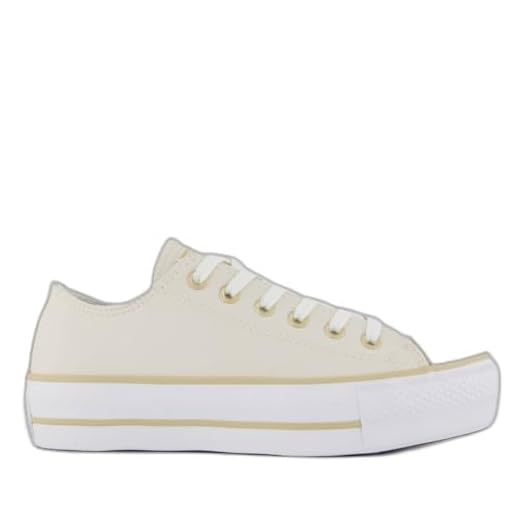 Tênis Converse All Star Chuck Taylor Plataforma Cano Baixo Couro Sintético Feminino (Bege, BR, Adulto, Numérico, 35)