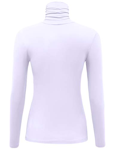Image of AUHEGN Women's Long Sleeve Lightweight Turtleneck Top Slim Fit Pullover T-Shirt (S-XXL)