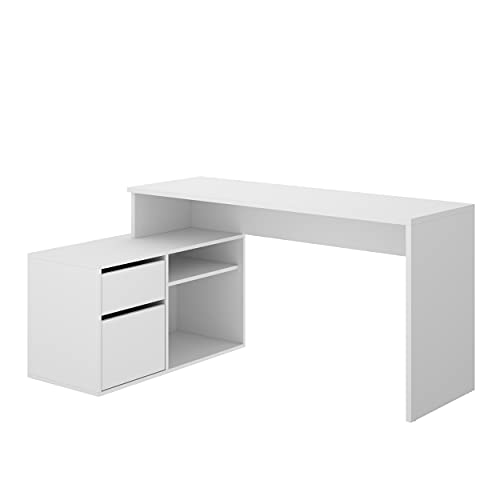 DEKIT GRUPO RIMOBEL ROX - MESA ESCRITORIO CON ALMACENAJE Y DOBLE MONTAJE - 139x75 cm - BLANCO