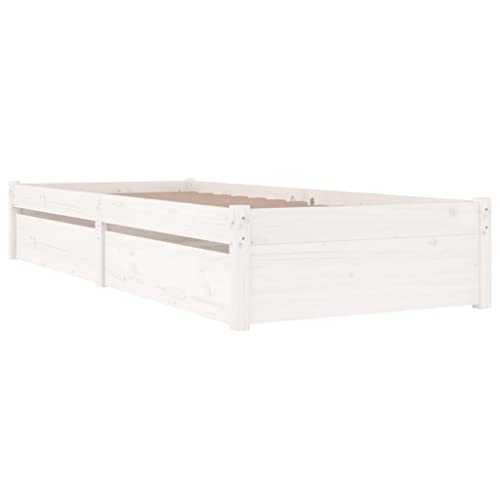vidaXL Estructura de Cama Individual Somier Dormitorio Base Habitación Muebles Mobiliario Hogar Cuarto Descanso con Cajones Blanco 90x190 cm