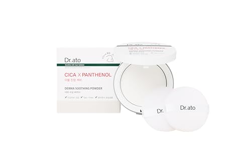 Dr.ato Talc-Free Baby Powder with Puff, Soothing Relief, Rash Prevention, with Cornstarch, Absorbs Sweat, Fragrance-Free, Korean Skincare (0.71 Oz)