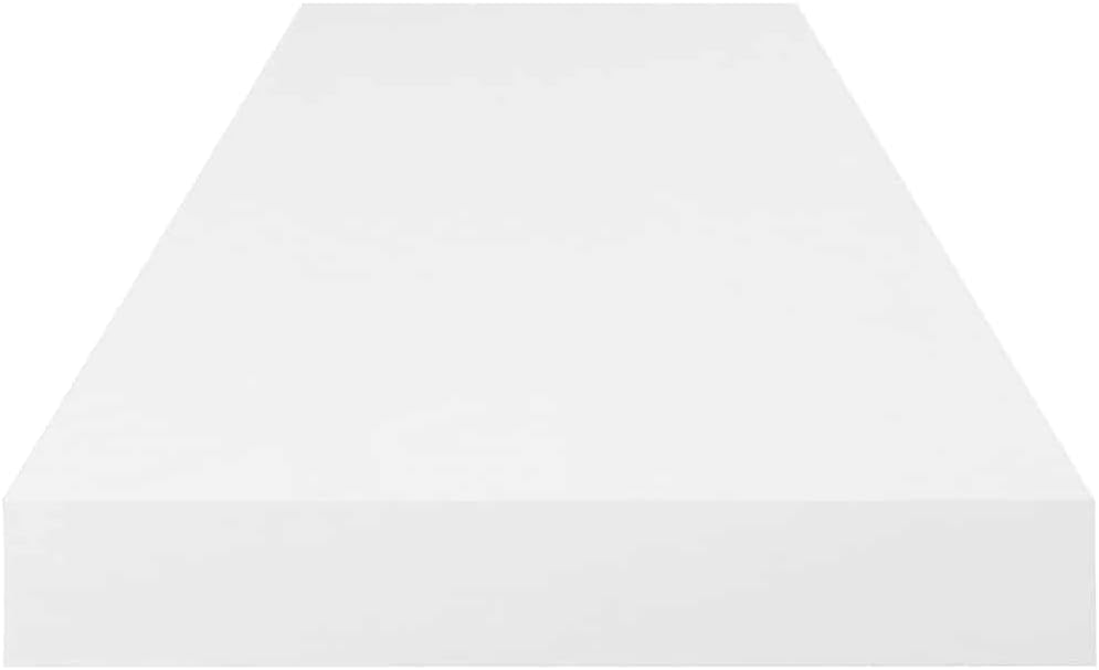 Floating Wall Shelf Set of 4, High-Gloss White MDF, Rectangular Modern Design, Ledge Shelves for Living Room Decor, Bedroom, Bathroom