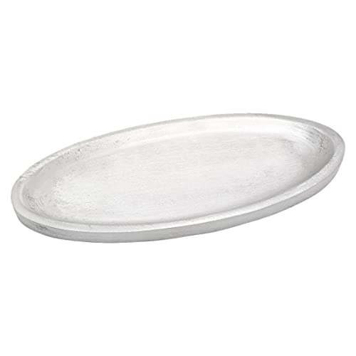 NKlaus Plato para Velas Ovalado 16x7cm Plato de Aluminio Plata Mate decoración de Mesa 10371