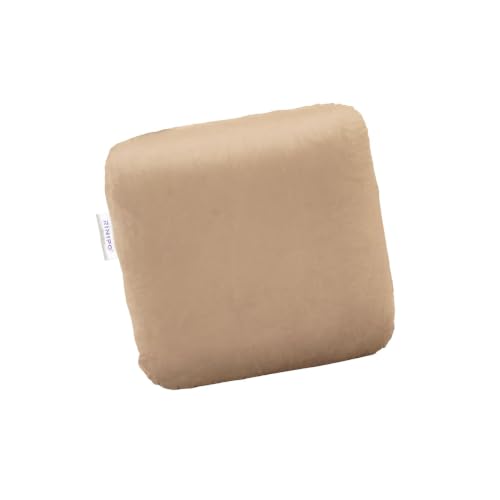 Image of Memory Foam Square Cushion 10 inchx10 inchx4 inch, Velvet Beige Throw Pillows for Car, Sofa, Chair, Couch, Bed, Diwan | Decorative Cushions for Back Support & Comfort