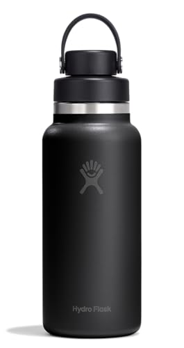 Hydro Flask Water Bottle - Insulated Stainless Steel - Wide Mouth Flex Chug Lid, Non Spill, Leakproof in 32 Oz Tonal Black