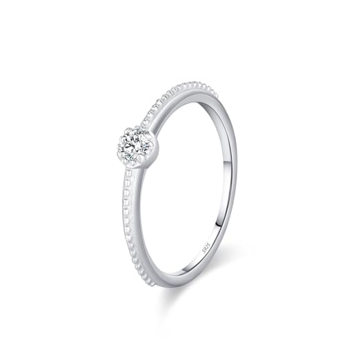 Bague simple argent sterling 925 blanc forme ronde zircone cubique élégant alliance de mariage