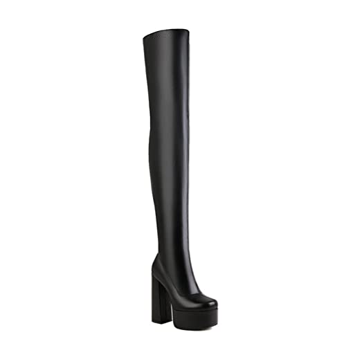 Bottes à talons hauts de 14cm pour femmes avec un talon épais et bout rond