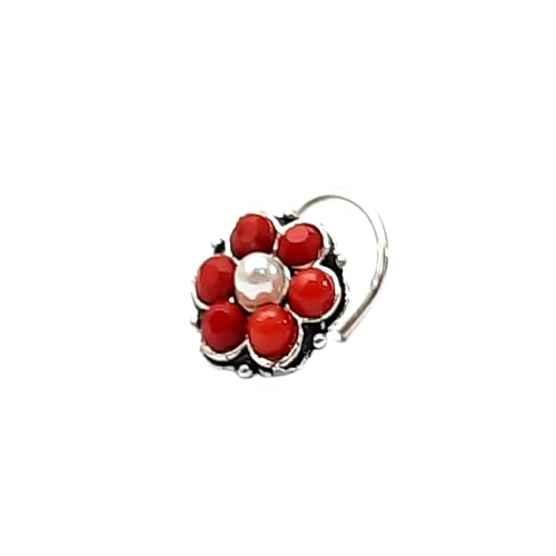 Beautiful Classic Flower Designs Silver Oxidized Finishing Without Piercing Nose Pins for Women & Girls-image-14