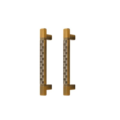 Image of HAORUN 2PCS Zinc Alloy Modern Decorative Cabinet Pulls Checkered Pattern 96mm Drawer Handles (Brown)