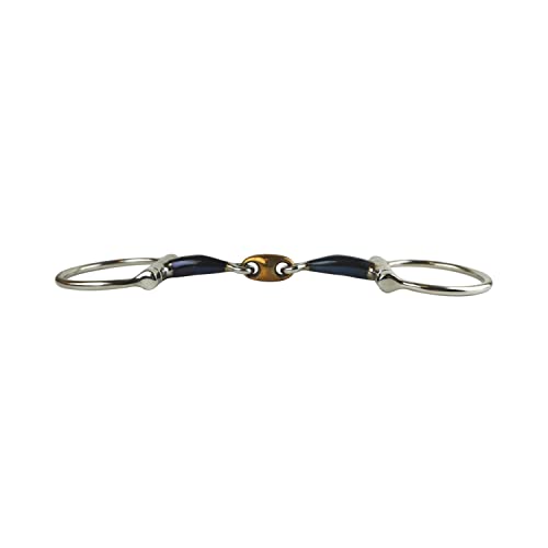 AK Sweat Iron D-Ring Double Jointed Lozenge mit Copper Joint Horse Riding Bits AKRS-102604 (Blau/Silber, 5.75'')