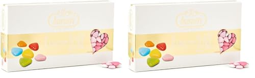 Buratti Confetti Dragées au Chocolat Avec des Mini Coeurs Ombres Roses 1 Kg (Lot de 2)