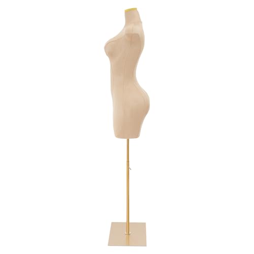 Pie para tiendas de ropa, maniquí de sastre, maniquí de torso, maniquí ajustable, para mujer, busto de sastre, busto dorado, moderno, altura ajustable 150-210 cm