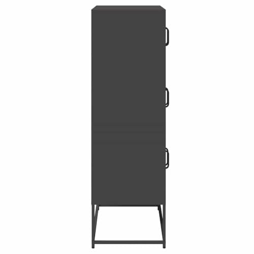 Tonture Highboard czarna 68 x 39 x 123 cm, wytrzymała stal walcowana na zimno, wszechstronne miejsce do przechowywania, do salonu, jadalni, korytarza, praktyczna szafka z drzwiami, nośność 90 kg