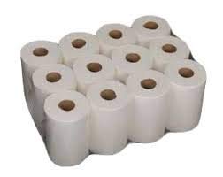Chiner Pack 12 Rollos Secamanos Mini-Mecha 2 Capas | 100% celulosa, Blanco natural, 20 cm de ancho, 75 m por rollo, Para dispensadores industriales
