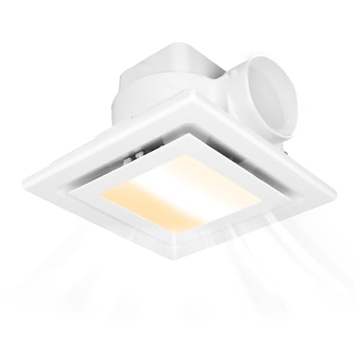 Bathroom Exhaust Fan with Light 110 CFM 1.0 Sones, 3CCT Dimmable, DC Motor