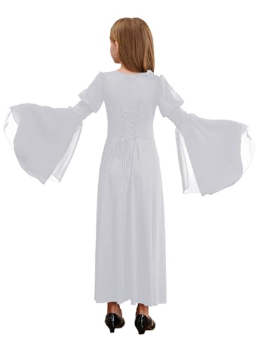 Girls Medieval Renaissance Princess Clothes Kid Long Bell Sleeve Retro Dress2