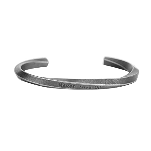 Pulsera de joyería para hombre, pulsera retro con letras espirales, para hombres y mujeres, pulsera de acero de titanio, para estudiantes inspiradoras, talla única, Titanio, Sin piedras preciosas