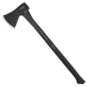Splitting Axe, 27″ Camping Chopping Hatchet for Firewood Splitting, Forged Carbon Steel Heavy Duty Maul, Fiberglass Shock Reduction Handle with Anti-Slip Rubber Grip